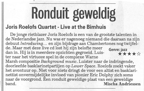 Joris Roelofs Quartet : Live at the Bimhuis